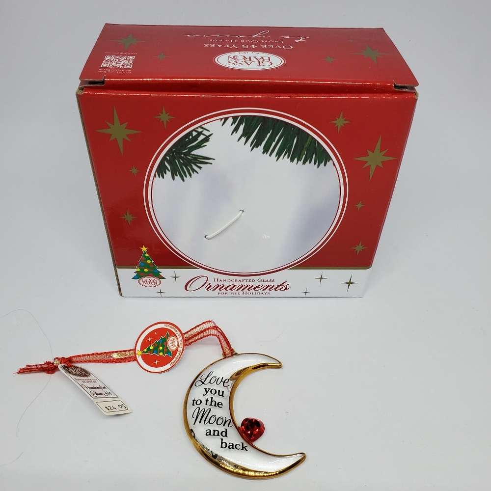 Glass Baron "Love You To The Moon" Glass Ornmant #C22-W3 513